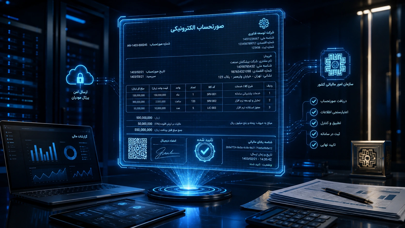 مدیریت صورتحساب الکترونیکی و اتصال اطلاعات فروش به حسابداری و سامانه مودیان